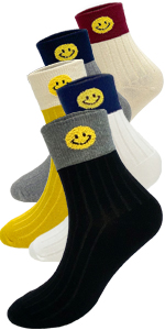 Cutie Mango Terry Fabric Happy Smile Face Fashion Socks