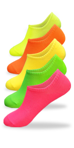 CUTIE MANGO Women&amp;amp;amp;#39;s Colorful Neon No-Show Socks Sports Vivid Color Crazy Fun