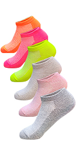 CUTIE MANGO Women&amp;amp;#39;s Casual Mesh Low Cut Ankle Sneaker Socks Neon and Soft Colors