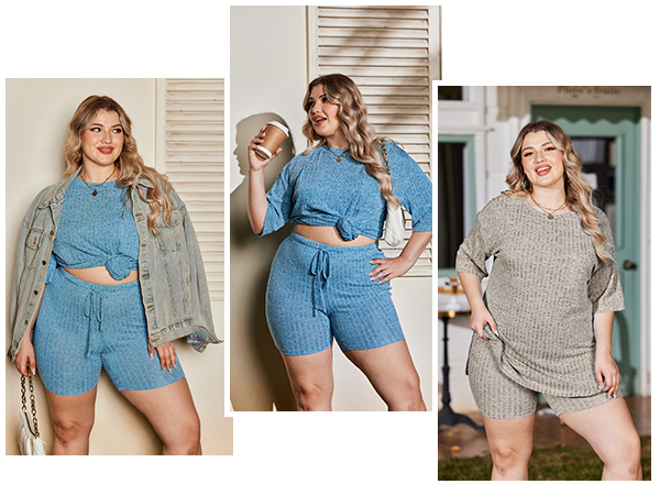 plus size 2 piece shorts set