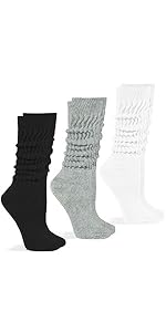 Jefferies Socks Womens Slouch Cotton Knit Scrunch Socks 3 Pair Pack