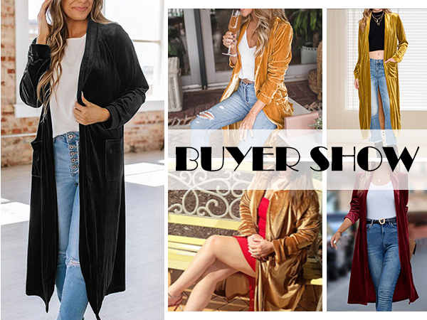 women long Velour cardigan