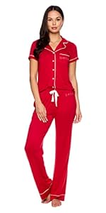 bebe Womens Pajama Sets - Notch Collar Pajama Top and Pajama Pants PJ Set