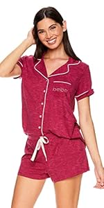 bebe Womens Pajama Sets Button Down Shirt and Shorts Sleepwear Lounge PJ Sets