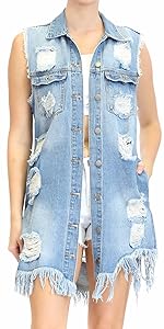 denim destroyed jackets long