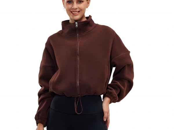 Deep coffee Full Zip Fleece Jacket