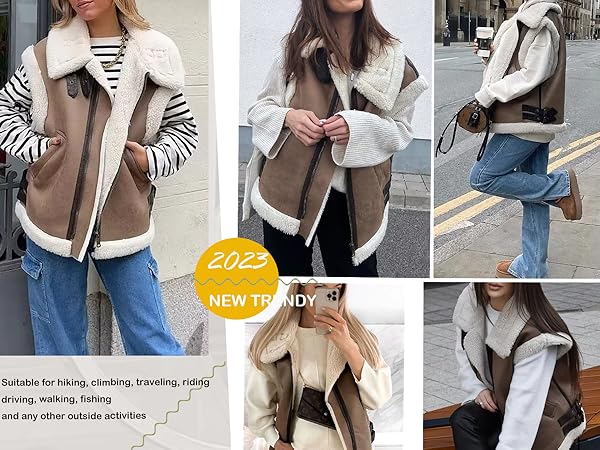  Zip Up Sleeveless Lambwool Fur Coat