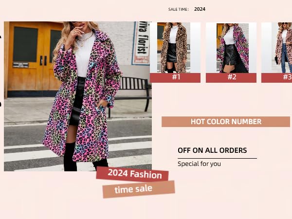 Leopard Printed Trench Coats for Women Luxury Faux Fur Fluffy Winter Cardigan