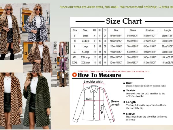 Faux Fur Coat for Women Leopard Print Fleece Long Jacket Retro Lapel Warm Overcoat Trench Coats