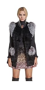 fox fur coat vest sleeveless furry fuzzy fluffy jacket women