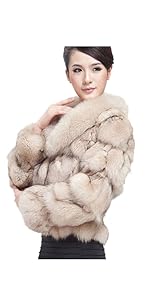 fox fur coat furry fluffy fuzzy jacket short coat  with collar