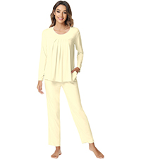 NACHILA pajamas for women bamboo Long Sleeve Tops and Pants Sleepwear  Lightweight Pj Loungewear