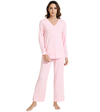 Women&#39;s Bamboo Pajamas Set Soft Pjs V Neck Sleepwear Long Sleeve Loungewear with Long Pants