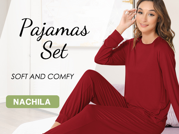 NACHILA Women''s Viscose made from Bambo Pajamas  Set