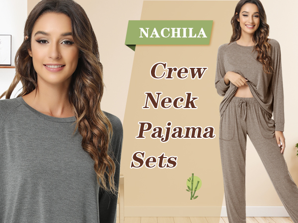 crew neck pajamas set