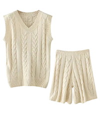 Sweater Vest Shorts Set