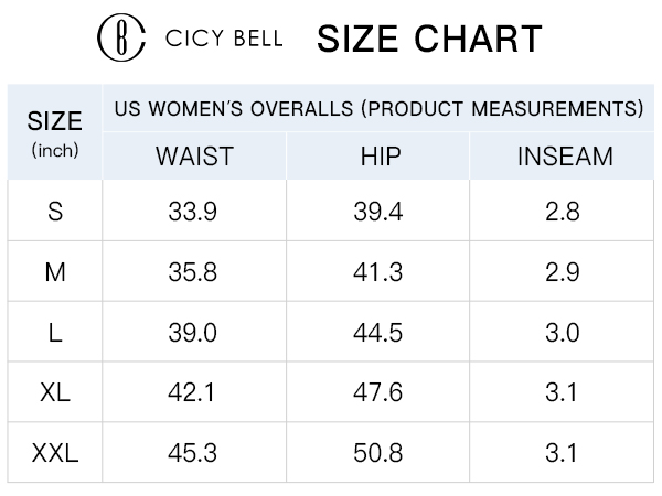 OVERALLS SIZE CHART