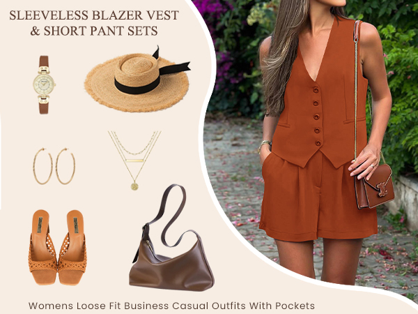 summer matching sets for women casual blaze suit for women 2 piece short sets elegant v neck vest