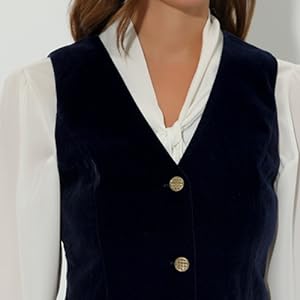 Allegra K Women''s Vintage Velvet Vest Formal Business Suits Button Down Steampunk Waistcoat