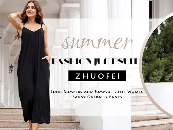 ZHUOFEI Women Casual Jumpsuits Summer Sleeveless Loose Jumpsuit Long Pants Rompers