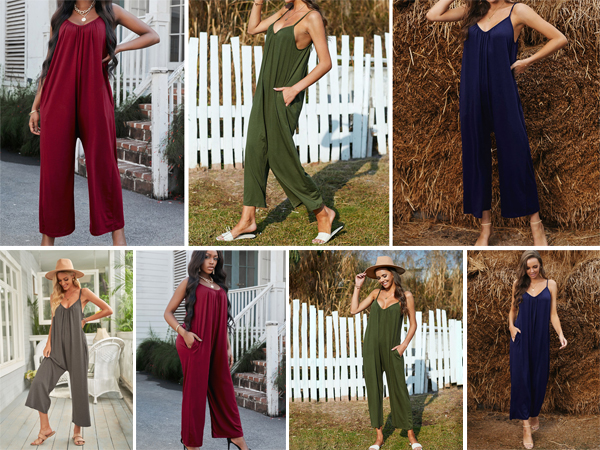 ZHUOFEI Women Casual Jumpsuits Summer Sleeveless Long Pants Rompers with Pockets