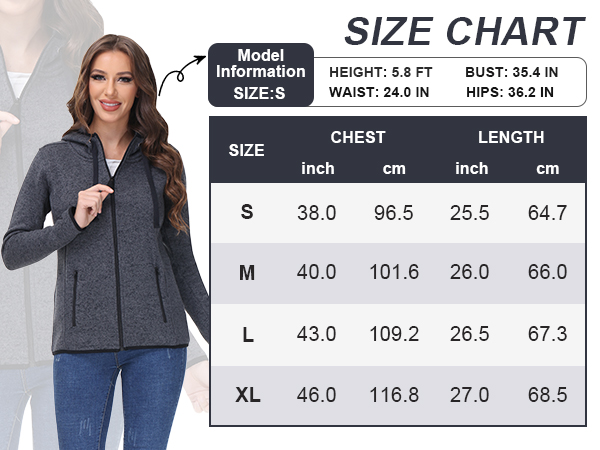 SIZE CHART-HOODED JACKET