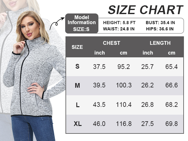 CP01129-STAND COLLAR JACKET SIZE CHART