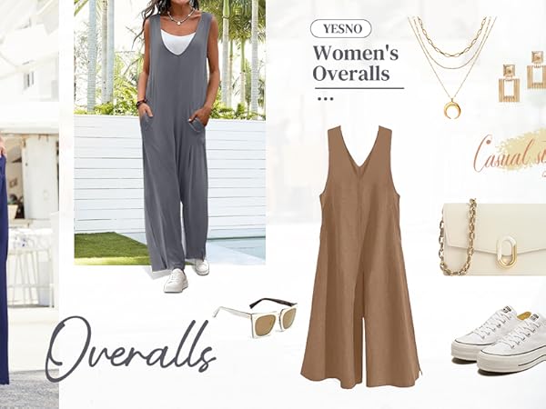 Casual V Neck Overalls