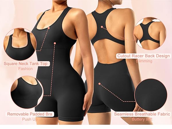 square neck workout shorts bodysuit tummy control body suits