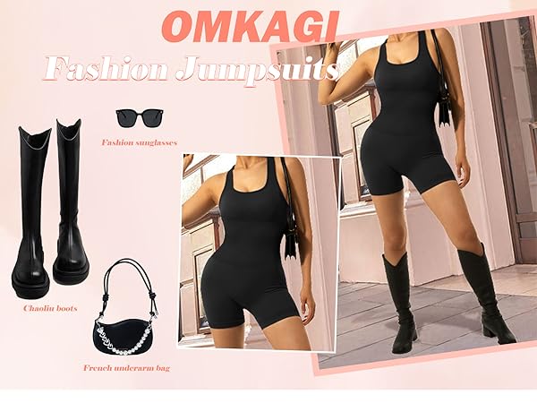 seamless ribbed sleeveless gym sets fashion casual jumpsuits