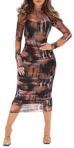 Women Sexy Printed Mesh Dress