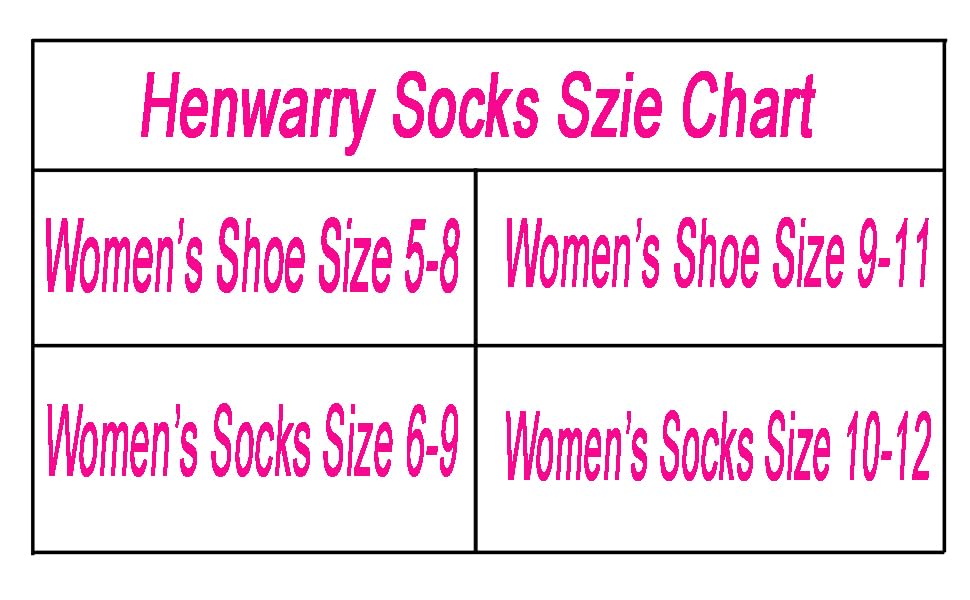 Henwarry Socks Size Chart