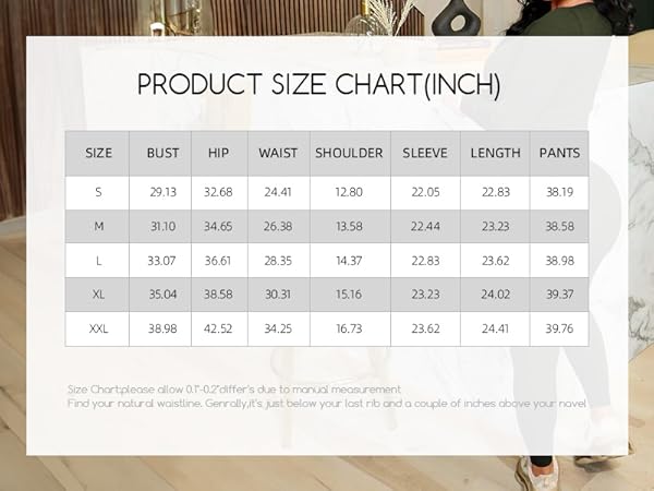 PRODUCT SIZE CHART