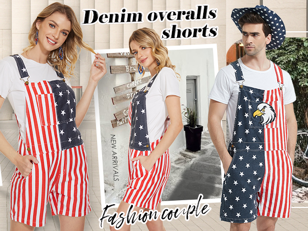 American flag Overalls Mens and Womens