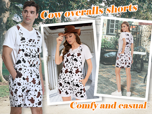 Comfy Stretchable Cow Print Overalls 