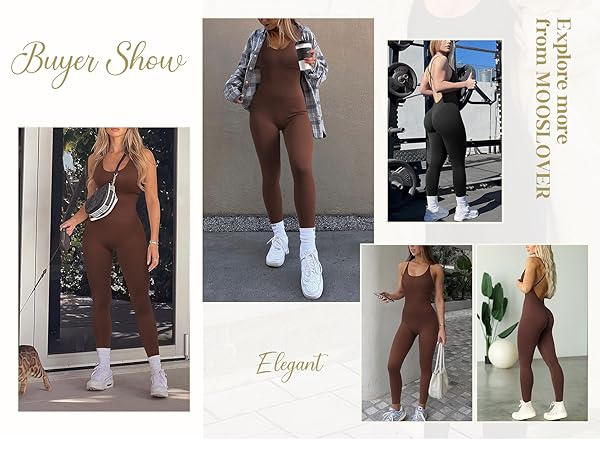 MOOSLOVER Women Strappy Jumpsuits Seamless Backless Jumpsuits