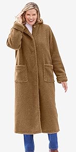 Long Hooded Berber Fleece Coat