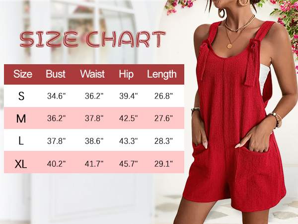 Women''s Casual Short Overalls Summer Adjustable Tie Knot Strap Bib Rompers