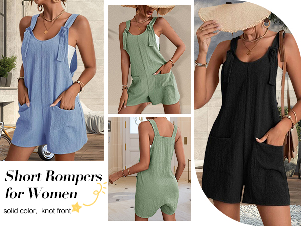 Casual Summer Bib Shortalls with Pockets