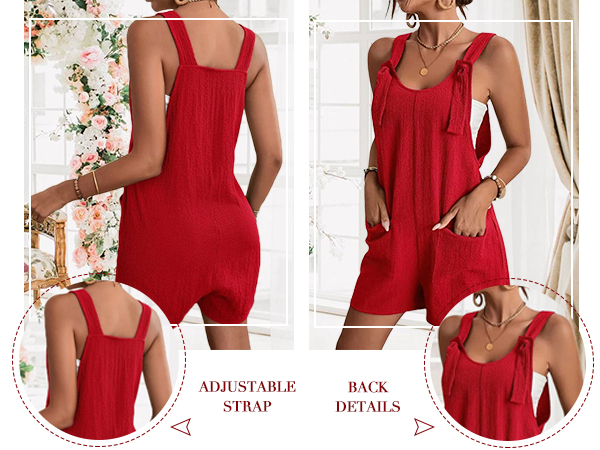 Loose Sleeveless Tie Knot Strap Jumpsuits with Pockets