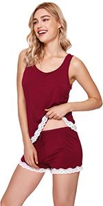 Bamboo Pajamas for Women Soft Sleeveless Tank Top with Shorts