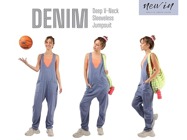 womens Casual Loose Fit Solid Knit Baggy Jumpsuit