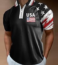 4th of July Polo Shirt Retro Distressed Patriotic Golf Shirts 