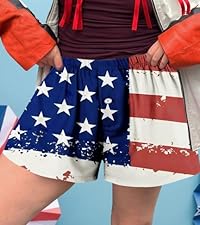 4th of July Shorts for Women Boxer Shorts Casual Summer America Flag Patriotic Pj Bottoms