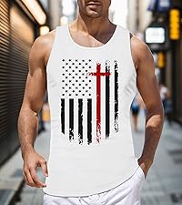 4th of July Sleeveless Muscle Tee Gym Workout Patriotic Top