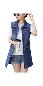 Long denim vest