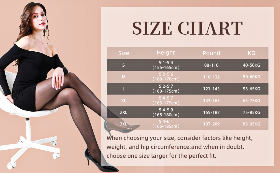 FZPZP women sheer tight''s size chart