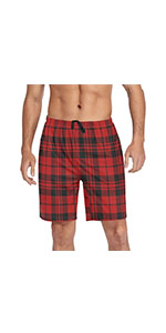 Red Plaid Men&#39;s Pajama Shorts