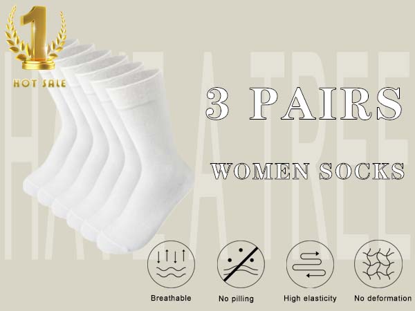 3 White Packs Women Socks