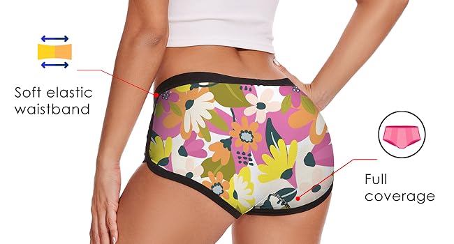 women Boyshorts Panties Funny Design Printed Underwear sexy mid rise graphic leopard panty Stretch 